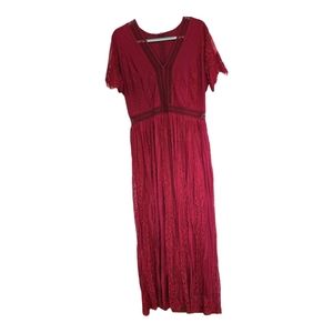 NWOT Burgundy Boho Lace Maxi Dress sz XL